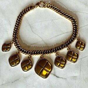 CHANEL Vintage Gold Quilted Charm Choker